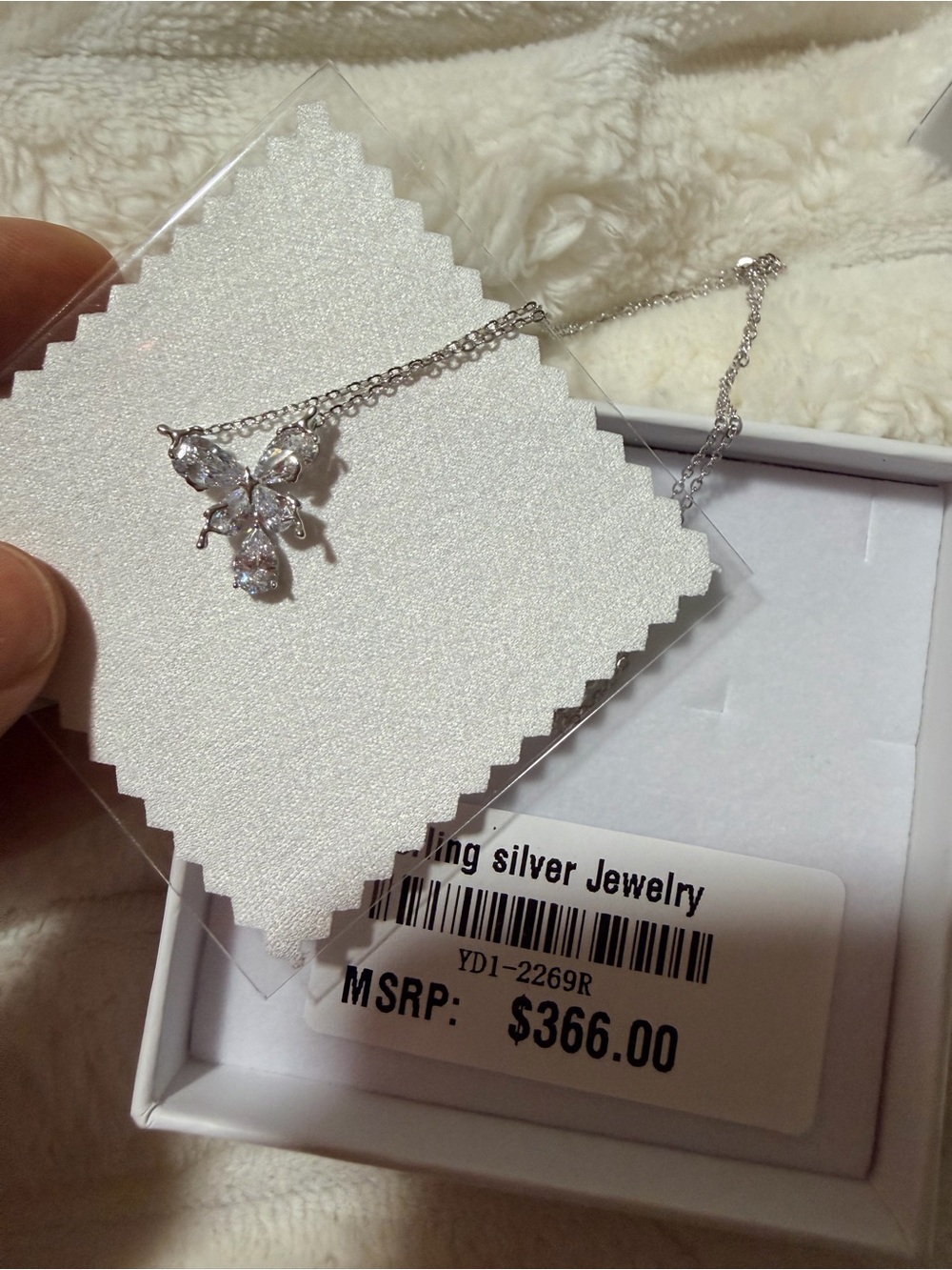 Sterling Silver Butterfly Pendant Necklace in Silver